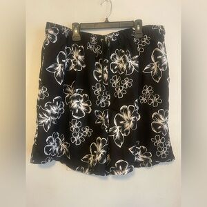 Floral Black and White Shorts